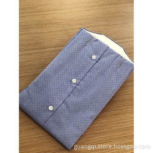 Male cvc jacquard stand--up collar short sleeve shirt